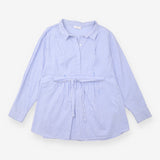 Maternity Shirt Blue White Pinstripe Tie Side Nurs