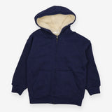 Hoodie zipped navy fleece lining