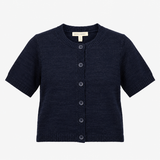 Cardigan Short Sleeve Knit Navy Blue