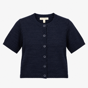 Cardigan Short Sleeve Knit Navy Blue