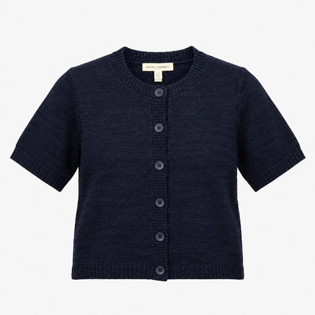 Cardigan Short Sleeve Knit Navy Blue