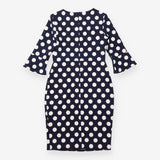 Dress Navy Ivory Polka Dot Fitted Occasion