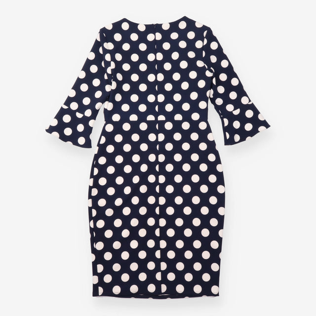 Dress Navy Ivory Polka Dot Fitted Occasion