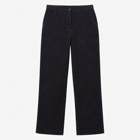Straight Leg 100% Cotton Corduroy Trousers Black S