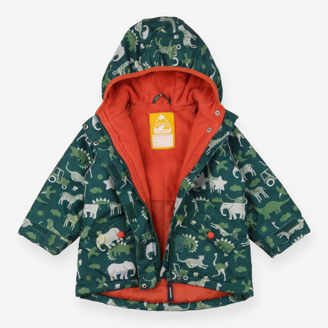 Explorer Waterproof Coat Green Safari Animals