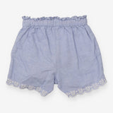 Shorts blue lace leg pink tie