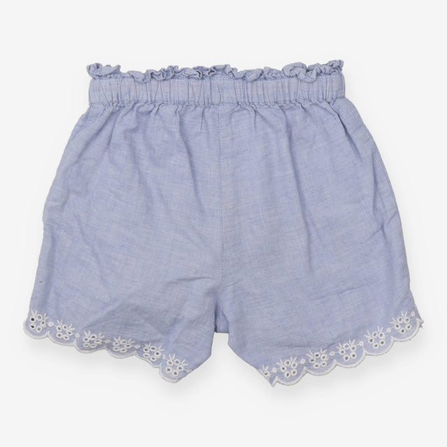 Shorts blue lace leg pink tie