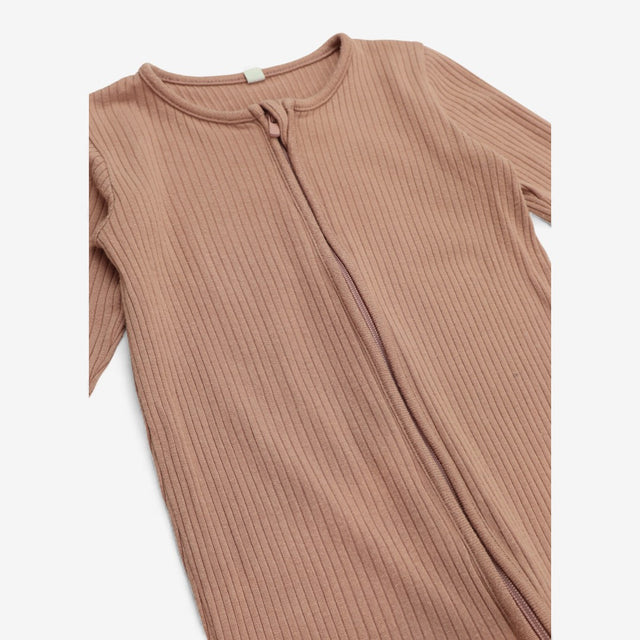 Pink ribbed sleepsuit