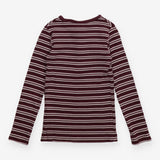 Tee LS ribbed maroon stripe buttons