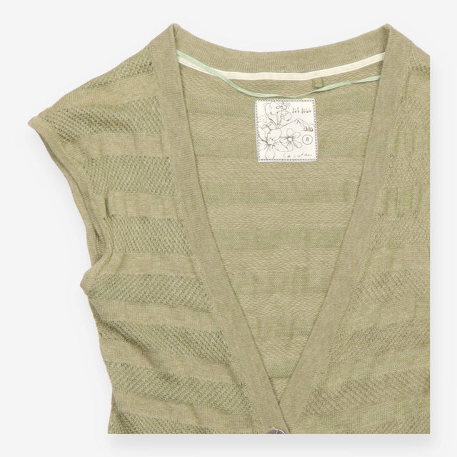 Sleeveless Open Knit Wool Blend Cardigan Shadow Gr