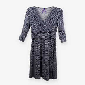 Navy Diamond Print Maternity Nursing Midi Dress