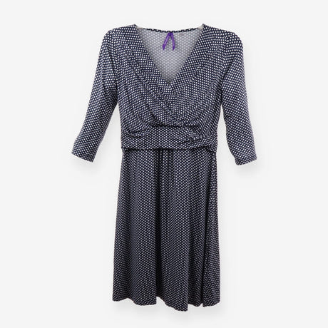 Navy Diamond Print Maternity Nursing Midi Dress