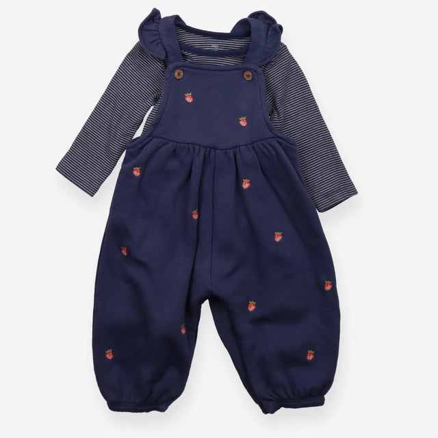 Outfit blue dungarees strawberries  