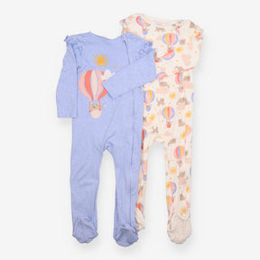 Sleepsuits Zip Up Cat Print 2 Pack