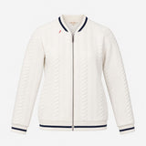Cream Cable Textured Zip Up Bomber Sweatshirt with