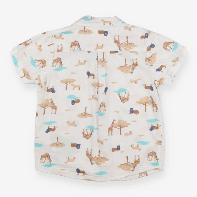 Shirt white animals print