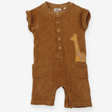 Romper Brown Towelling with Giraffe Applique