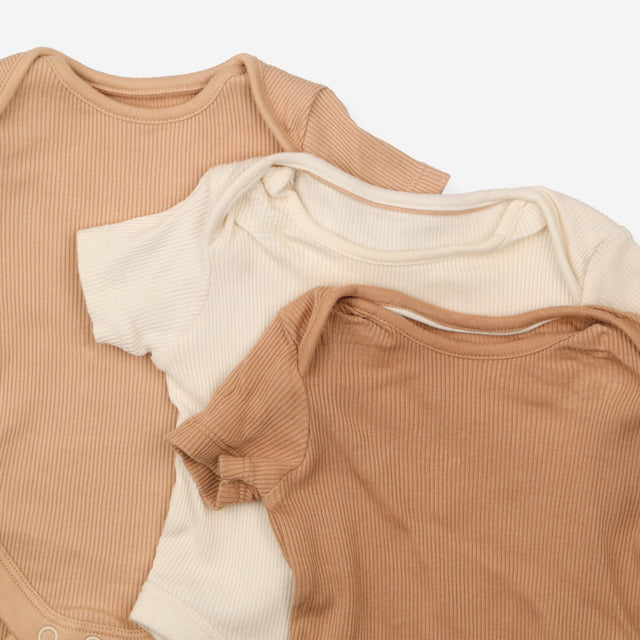 Bodysuits 3pc ribbed brown cream fawn
