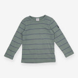 T-Shirt Long Sleeve Green with Blue Stripes