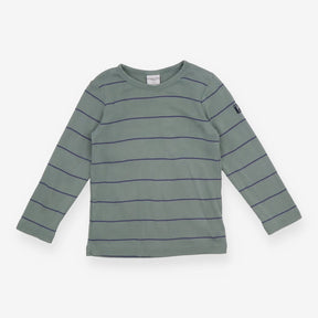 T-Shirt Long Sleeve Green with Blue Stripes