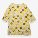 Dress Mustard Yellow Geometric Print 3/4 Sleeve Po
