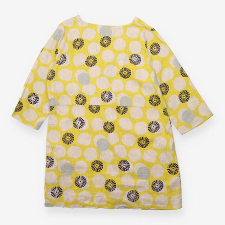 Dress Mustard Yellow Geometric Print 3/4 Sleeve Po