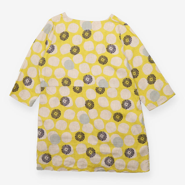 Dress Mustard Yellow Geometric Print 3/4 Sleeve Po