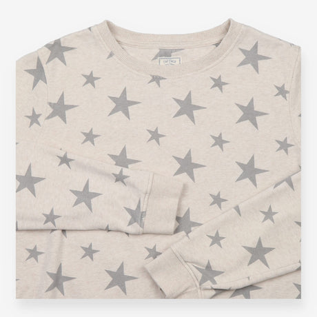 Sweatshirt Jumper Oatmeal Grey Star Print Cotton B