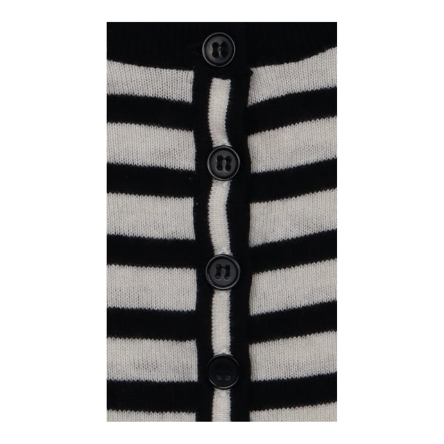 Striped Jumper Off White Black Cotton Cashmere