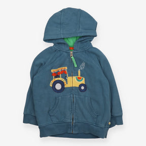Hoodie Blue India Ink Tractor Applique