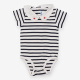 Striped Bodysuit Apple Stitching