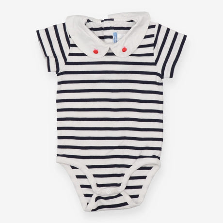 Striped Bodysuit Apple Stitching