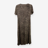 Midi Dress Micro Leopard Print Short‑Sleeve Button