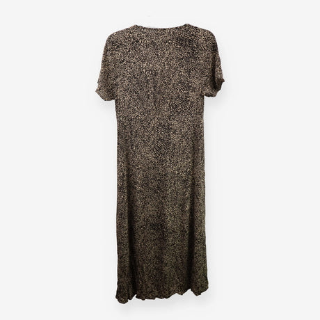 Midi Dress Micro Leopard Print Short‑Sleeve Button
