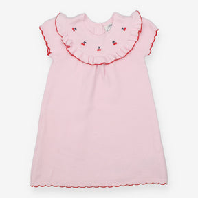 Dress knit pink frill cherries