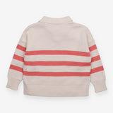 Sweater knit white and pink stripe