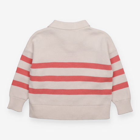 Sweater knit white and pink stripe