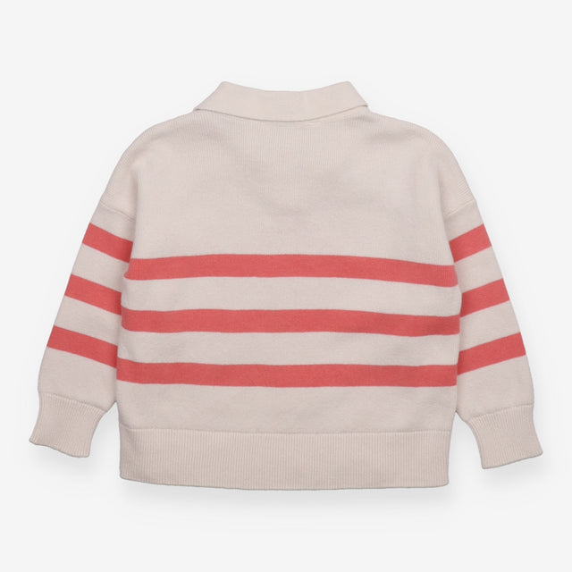 Sweater knit white and pink stripe