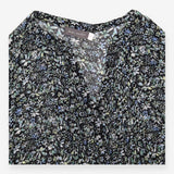 Floral Blouse Navy Blue Long Sleeve Pintuck Detail
