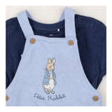 Chambray Peter Rabbit shortie dungarees with navy 