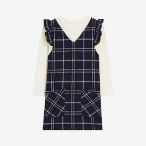 Blue Tartan Dress & Top Set