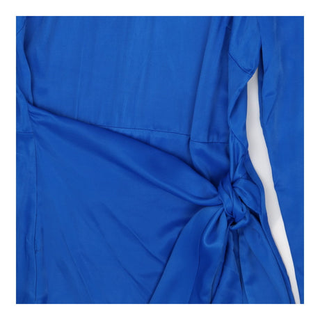 Satin High Neck Long Sleeve Wrap Mini Dress blue