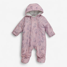 Pink fleece lined pram suit bunnies