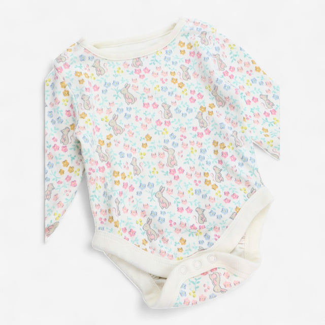 Bodysuit Long Sleeve Floral with Bunnies