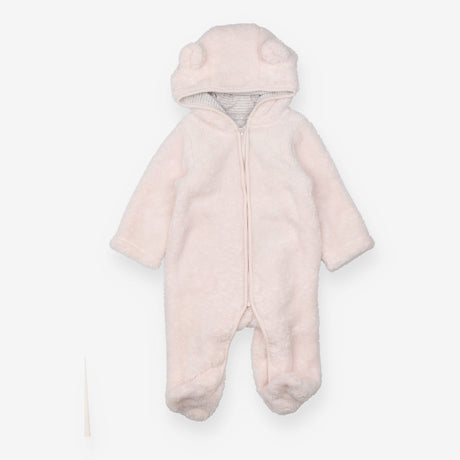 Pramsuit Fleece Pink Stripe Lined