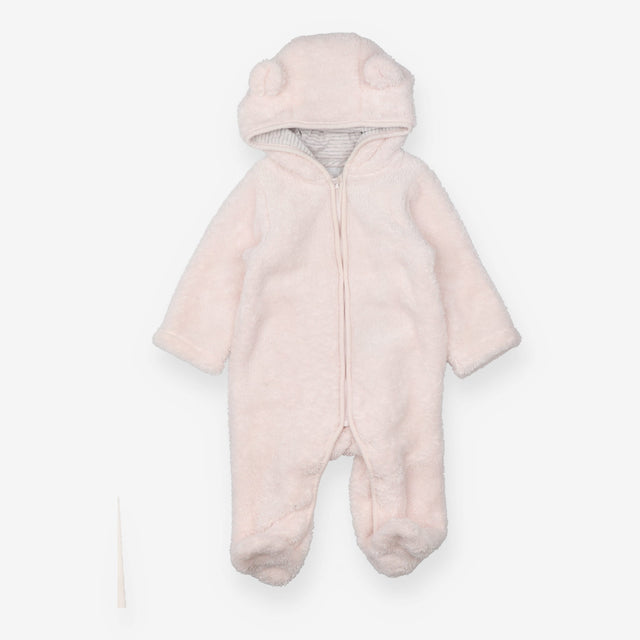 Pramsuit Fleece Pink Stripe Lined