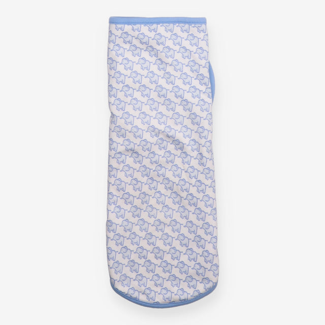 Swaddle wrap white with blue elephants