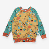 T-shirt long sleeve yellow and green memphis patte