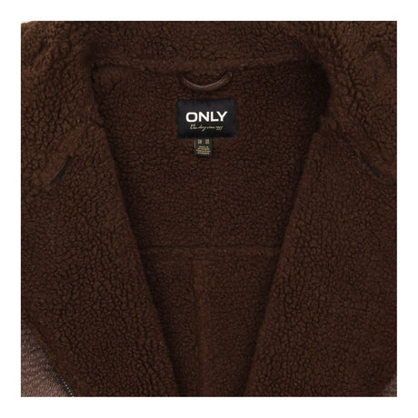 Waistcoat Brown Faux Leather Shearling Biker Gilet