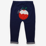 Navy leggings with Christmas pudding